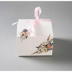 Hochzeitsgeschenkbox mit Schleife Rosa (16,5 x 16,5 x 11 cm)