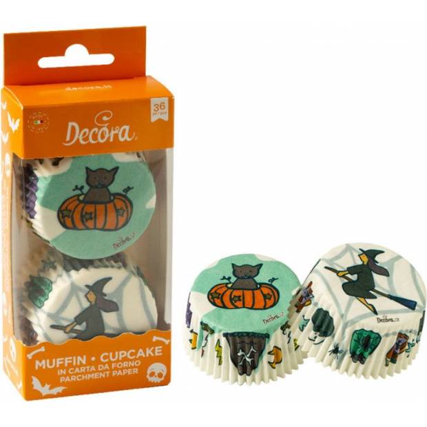 Hexe und Kürbis Muffin Körbe 36pcs