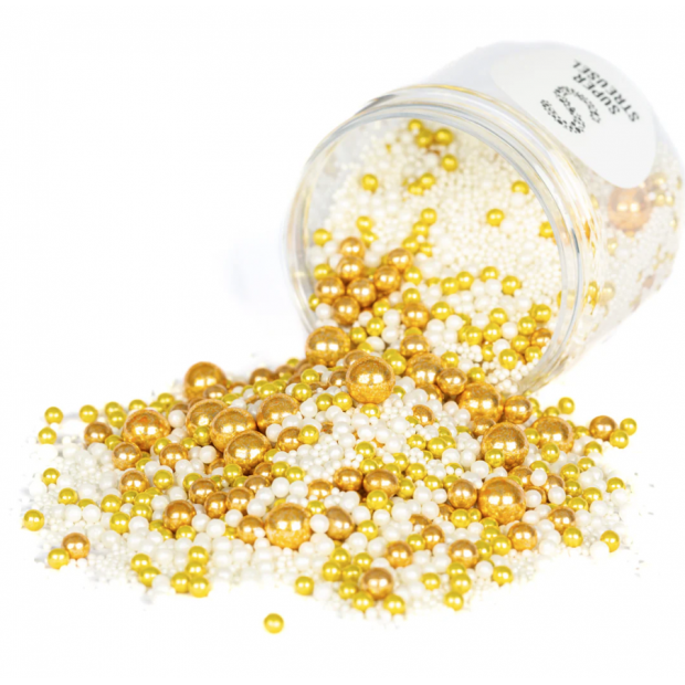 Zuckerdekorationsperlen goldweiß - 90g GoldFlimmer