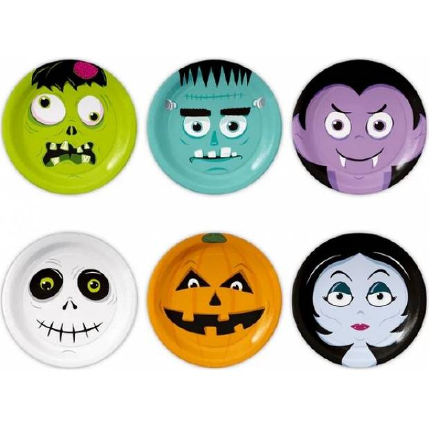 Pappteller haloween monster 18cm 6Stk