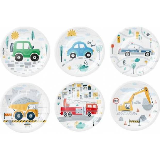 Pappteller Auto 18cm 6Stück
