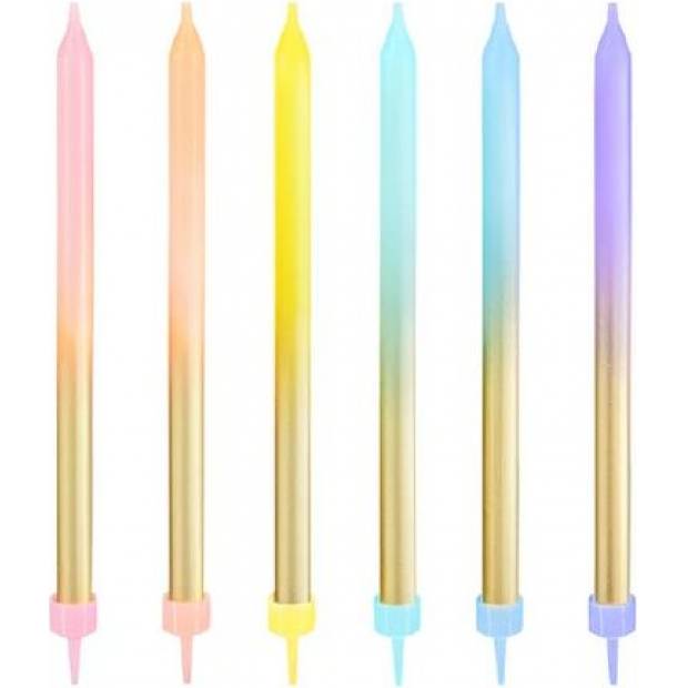 Kerzen gold regenbogen 6pcs 12,5cm