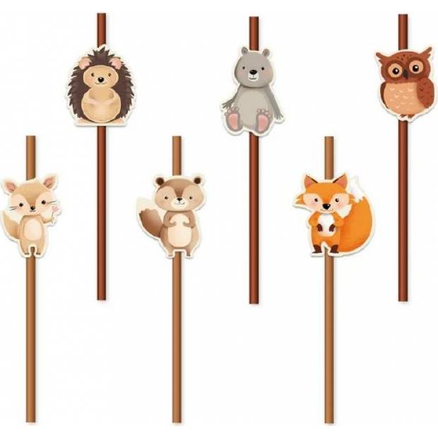 Strohhalme Waldtiere 6Stück 19,5cm