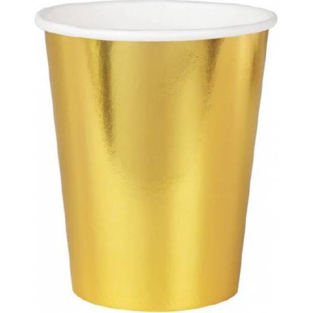 Pappbecher gold 220ml 6Stk
