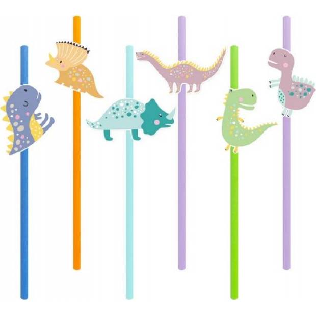 Strohhalme Dinosaurier 6Stück 20cm