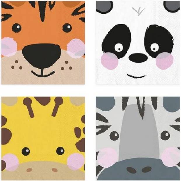 Papierservietten Tiere 20Stück 33x33cm