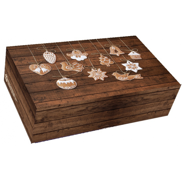 Bonbondose mit Holzdekor und Lebkuchen 25x15x7cm