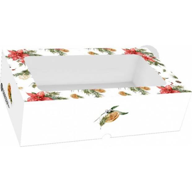 Faltbare Bonbondose mit Fenster getrocknete Orange und Weihnachtsstern 25x15x7cm