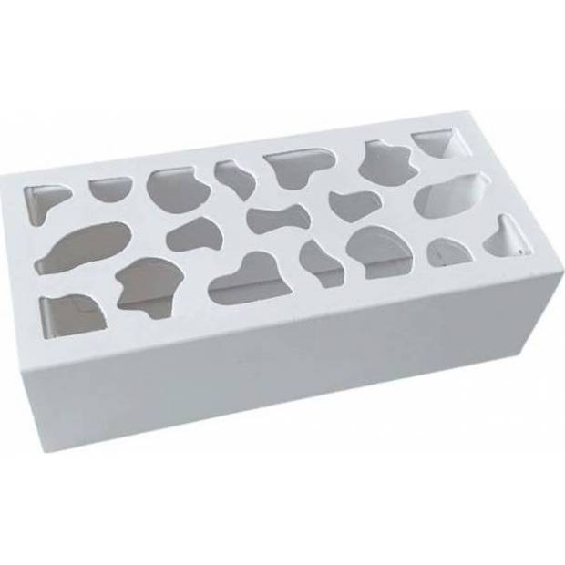 Makronenschachtel weiß mit dekoriertem Fenster 13 x 6 x 4 cm (für 4 Stück)