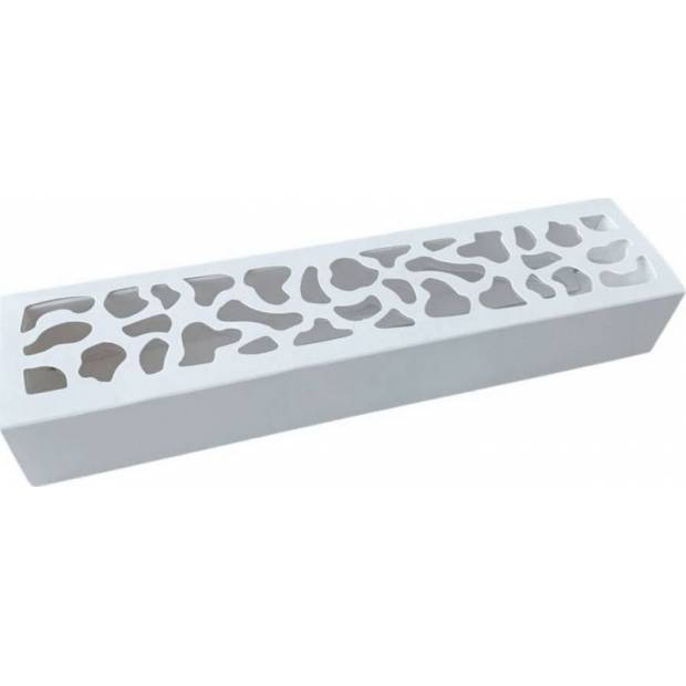 Makronenschachtel weiß mit dekoriertem Fenster 25,8 x 6 x 4 cm (für 10 Stück)