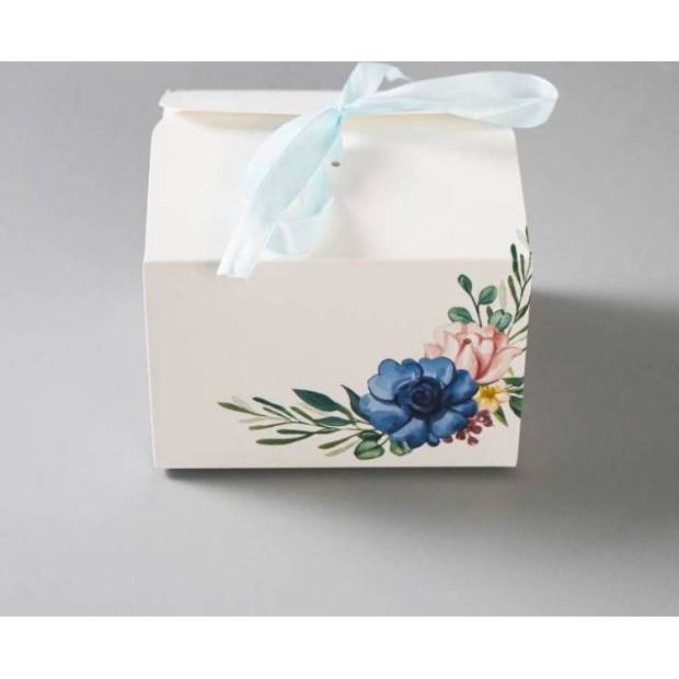 Hochzeitsgeschenkbox mit Schleife Blau (11 x 11 x 7 cm)