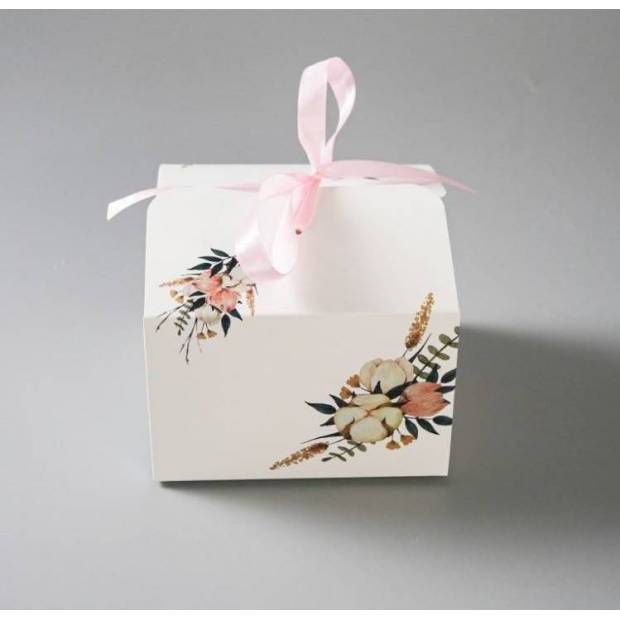 Hochzeitsgeschenkbox mit Schleife Rosa (16,5 x 16,5 x 11 cm)