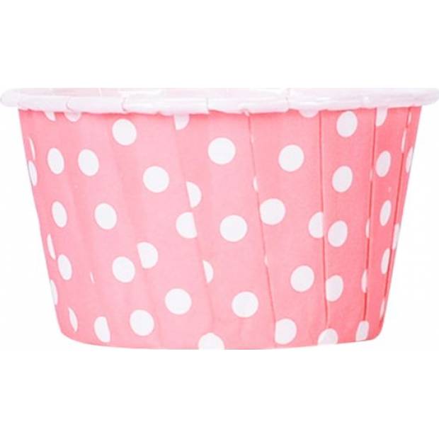 Rosa Muffin-Körbchen mit Punkten und festem Rand 60x40mm 100Stk