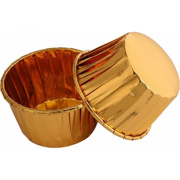 Muffin-Körbe gold metallic fester Rand selbsttragend 60x40mm 100Stk