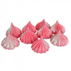 Mini-Meringues rosa mit silbernem Glitter 9 Stk.