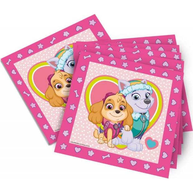 Papierservietten Paw Patrol rosa 33x33cm 20Stk