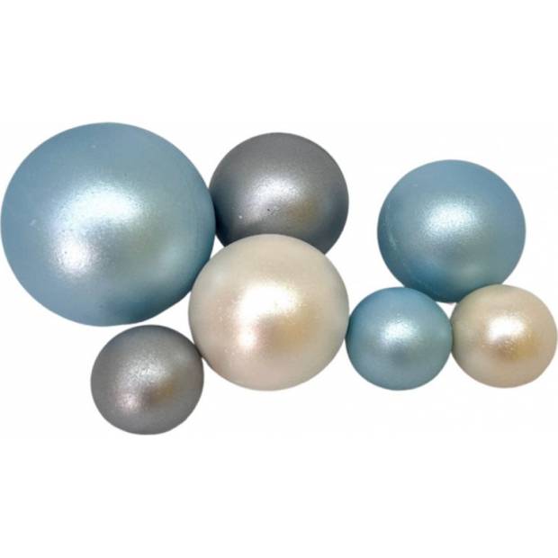 Schokoladenkugeln 7 Stück blau-weiß-silberfarben