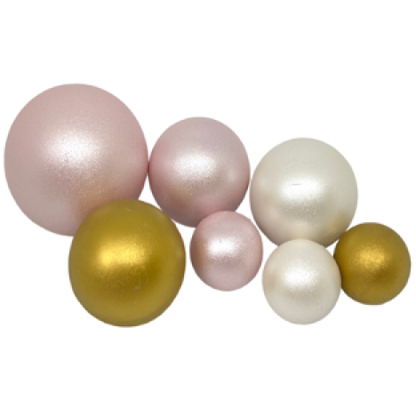 Schokoladenkugeln 7 Stück silber-gold rosa - K Decor