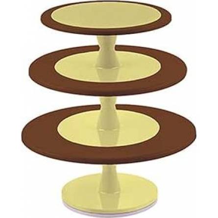 Dreistöckiger Gebäckständer braun 24cm, 30cm, 35cm