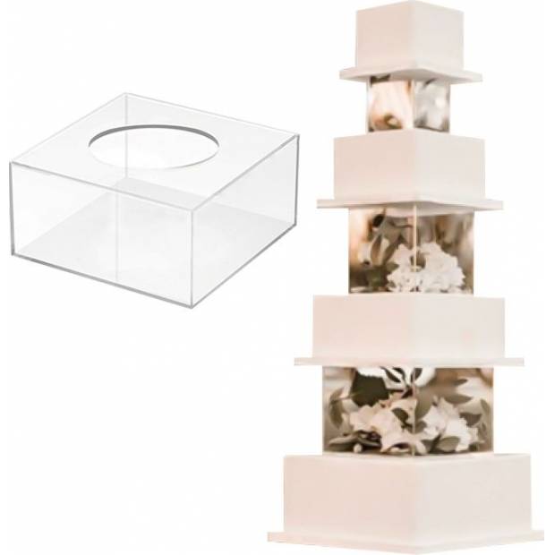 Acryl befüllbarer quadratischer Kuchenständer - Zwischengeschoss 25x15cm