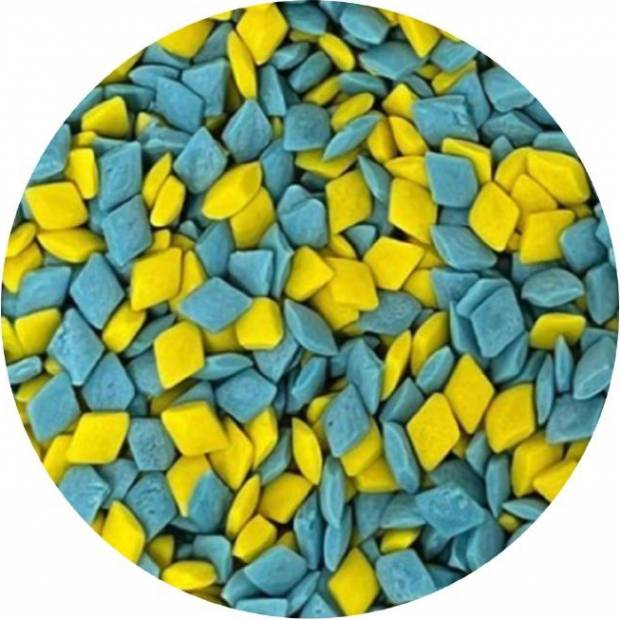 Zucker Dekoration gelb-blaue Diamanten 1kg
