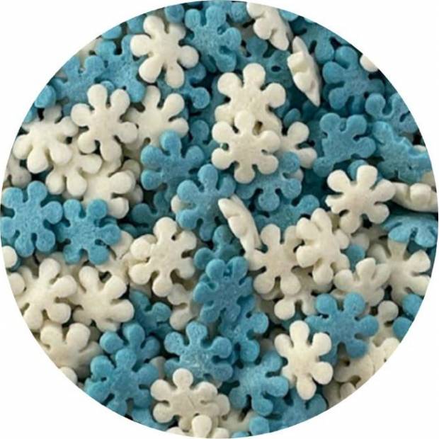 Zuckerdekoration weiße und blaue Schneeflocken 1kg