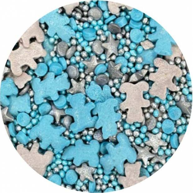 Zuckerdekoration blaue und silberne Teddybären 1kg