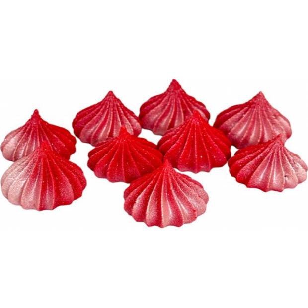 Mini-Meringues rot mit Silberglitter 9 Stück