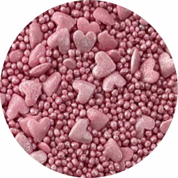 Zuckerdekoration metallisiertes rosa Herz 1kg