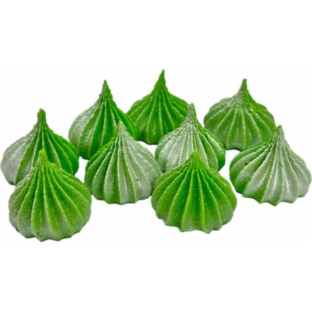 Mini-Meringues grün mit Silberglitter 9 Stück