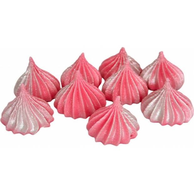 Mini-Meringues rosa mit silbernem Glitter 9 Stk.
