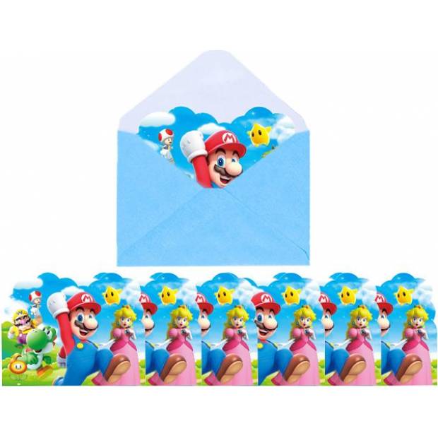 Einladung für Geburtstag 10pcs Mario