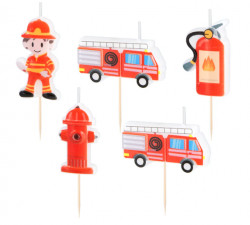 Satz Geburtstagkerzen 5 Stück Feuerwehrleute