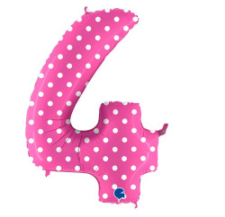 Aufblasbarer Ballon Nummer 4 rosa mit Punkten 102 cm