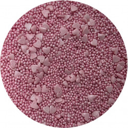 Zuckerdekoration metallisch Rosa Herz Mix 80g