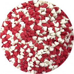 Zuckerdekoration Rote und weiße Herzen 80g