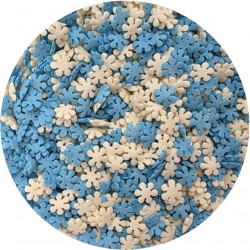 Zuckerdekoration weiße und blaue Schneeflocken 80g