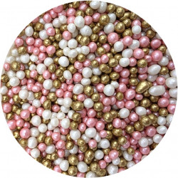 Zucker-Reis-Perlen rosa-weiß-gold 5mm 80g
