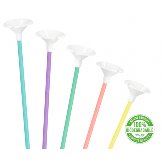 Umweltfreundliche Papierschnurstöcke für Ballons pastelfarben 10 Stk