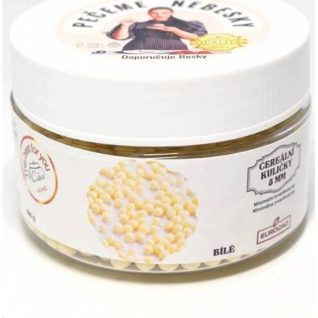 Eurocao Cereální kuličky v bílé čokoládě 5 mm (100 g) Besky edice