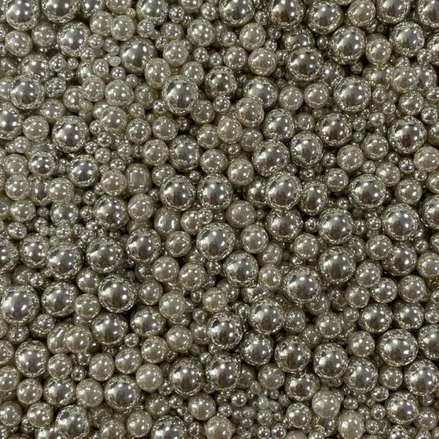 Zuckerdekoration Silberperlen Mix 80g
