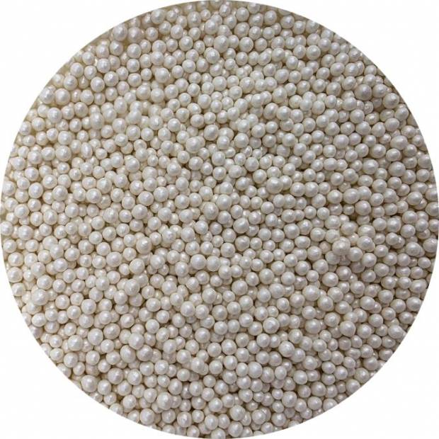 Zuckerperlen metallisch weiß 3-4mm 80g