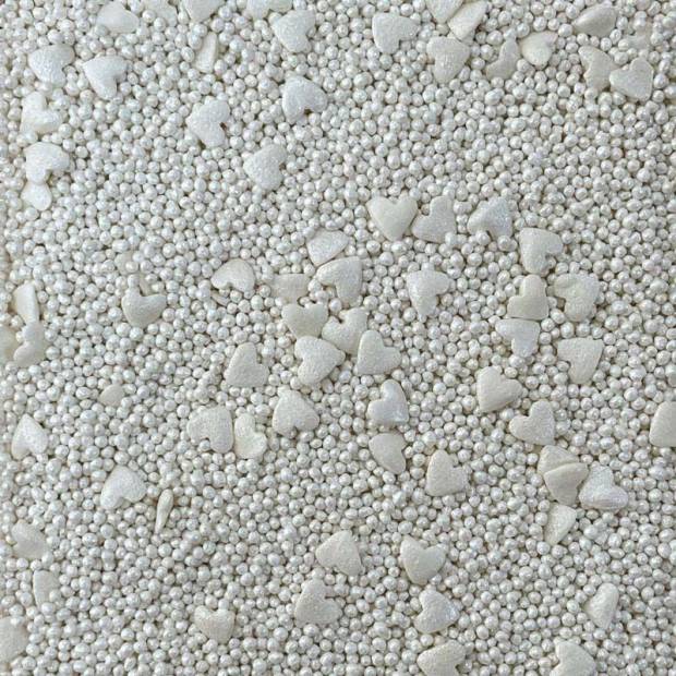 Zuckerdekorationsmischung weiße Herzen 80g