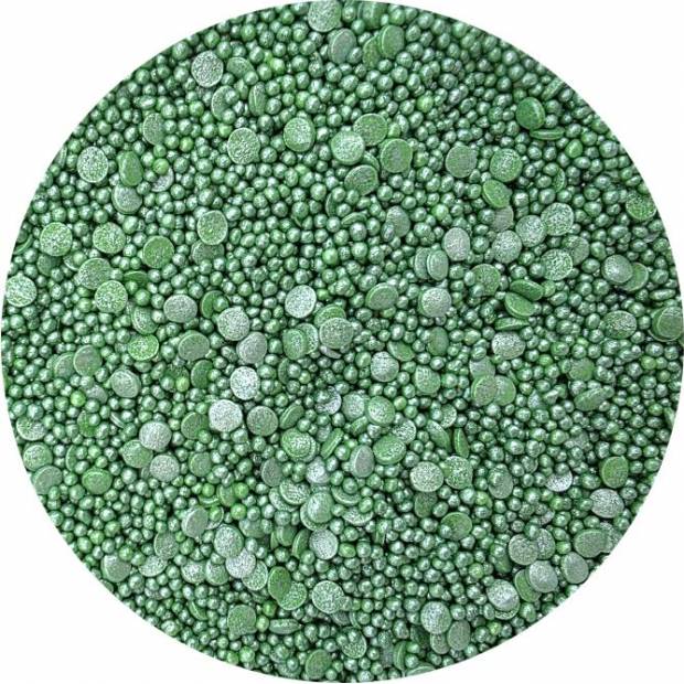 Zuckerdekoration Metallic Grün Konfetti Mix 80g