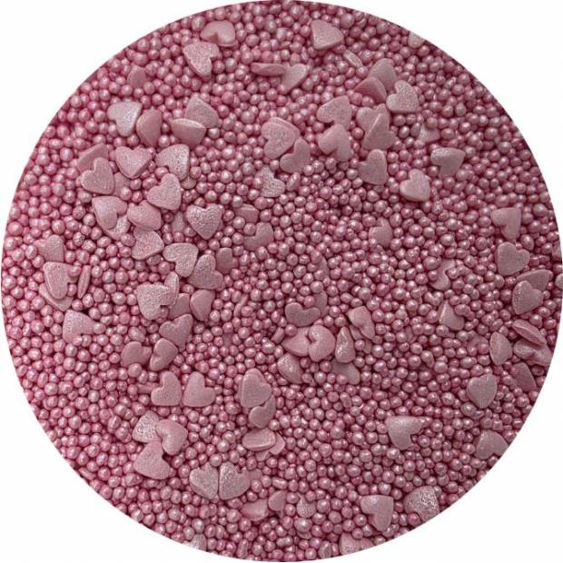 Zuckerdekoration metallisch Rosa Herz Mix 80g