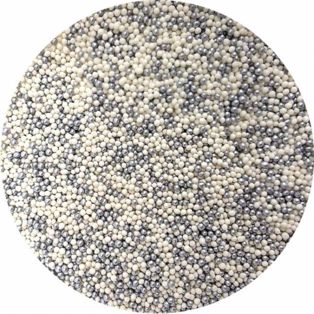 Silberne und weiße Zuckerperlen 80g