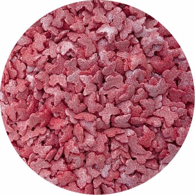 Zuckerdekoration rote metallische Schmetterlinge 80g