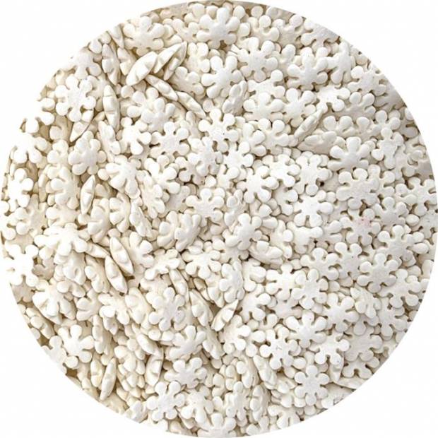 Zuckerdekoration weiße Schneeflocken 80g