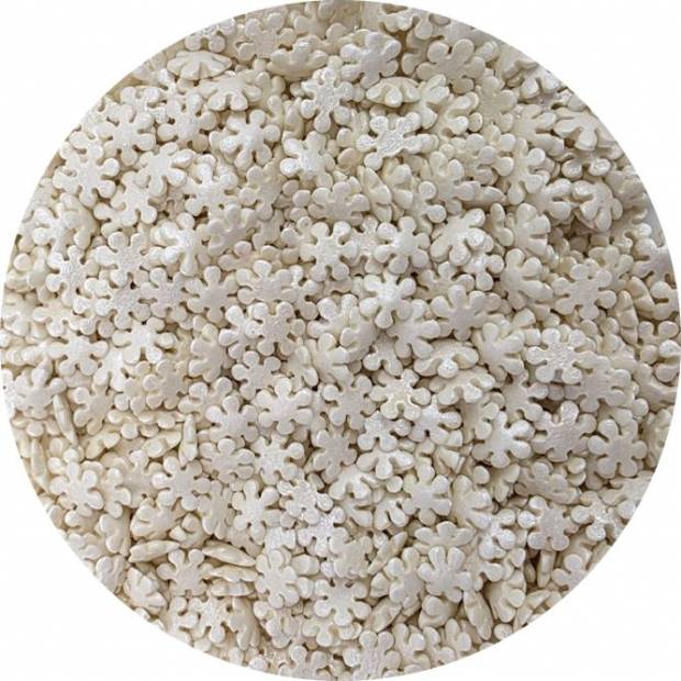 Zuckerdekoration weiße Perlenschneeflocken 80g