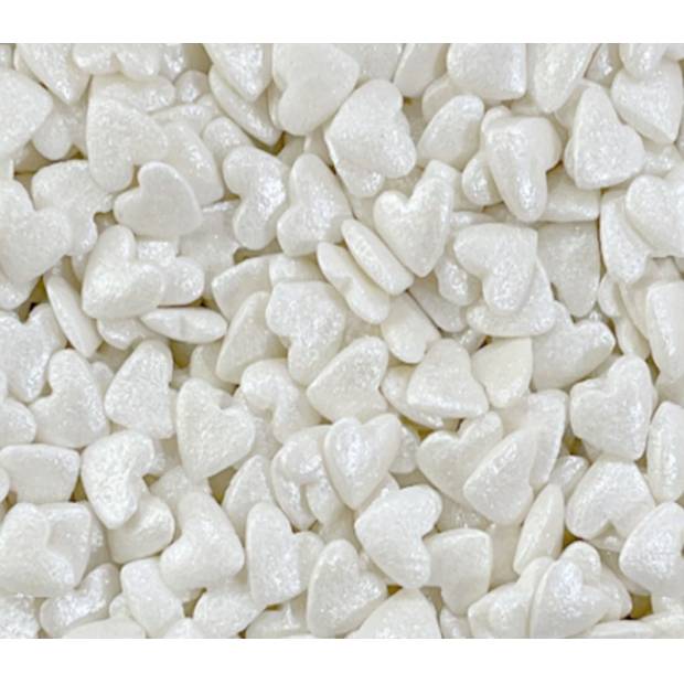 Zuckerglasur metallic weiß Herzchen 80g